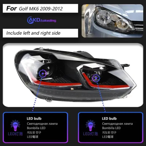 Car Styling Head lamp light for VW Golf 6 Headlights