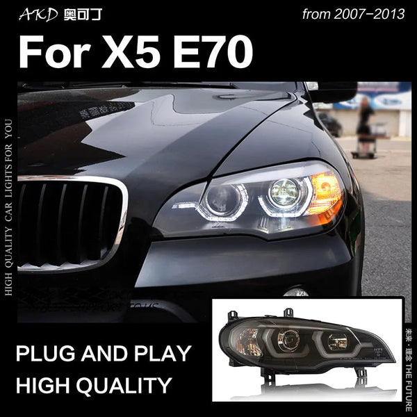 Car Styling Head Lamp for X5 E70 Headlights 2007-2013 X6 E71 Angel Eye Headlight LED DRL Signal Lamp Hid