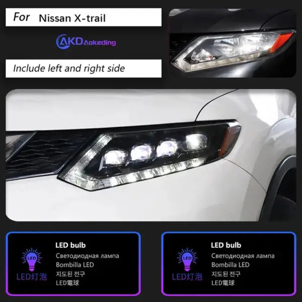 Car Styling Head Lamp for Nissan X-Trail Headlights 2014 Rouge LED Headlight Orignal Design DRL Hid Option Beam