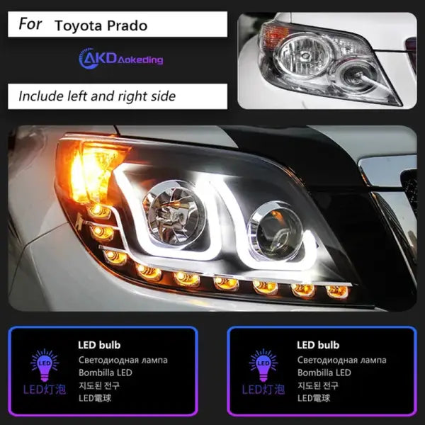Car Styling Head Lamp for Toyota Prado LED Headlight Projector Lens 2010-2013 Front Drl Signal Automotive