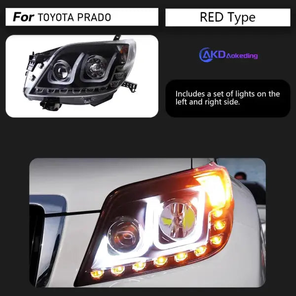 Car Styling Head Lamp for Toyota Prado LED Headlight Projector Lens 2010-2013 Front Drl Signal Automotive