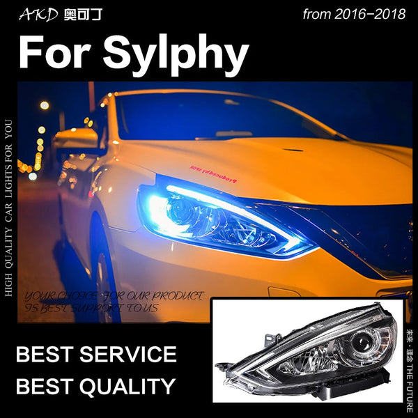 Car Styling Headlights for Nissan Sylphy Sentra LED Headlight 2016-2018 DRL Hid Option Head Lamp Angel Eye Beam