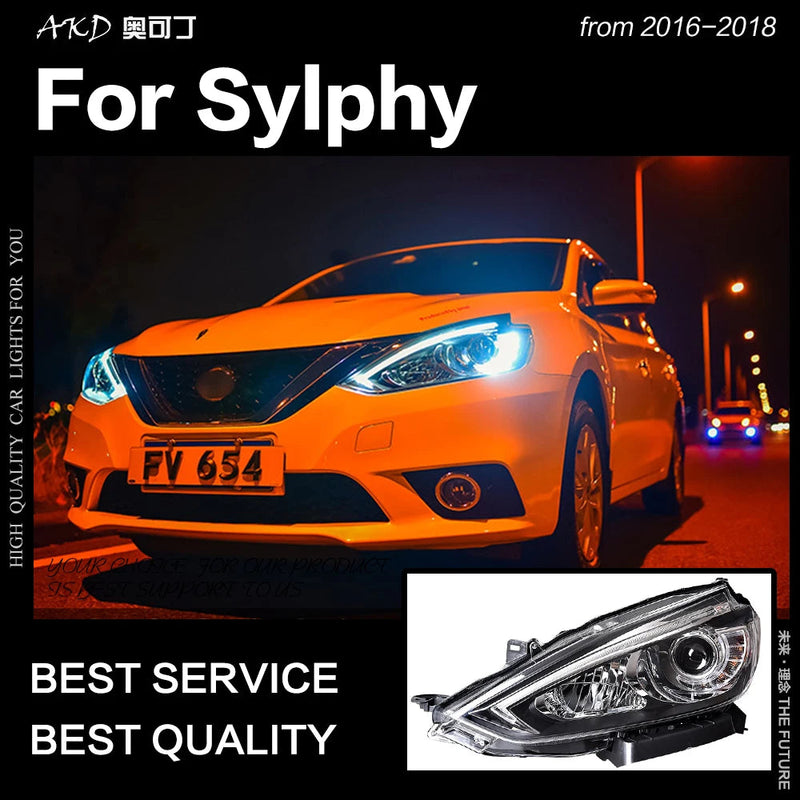 Car Styling Headlights for Nissan Sylphy Sentra LED Headlight 2016-2018 DRL Hid Option Head Lamp Angel Eye Beam