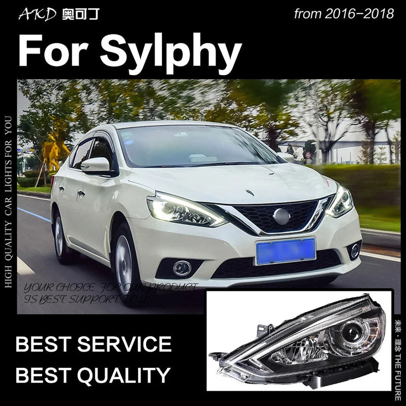 Car Styling Headlights for Nissan Sylphy Sentra LED Headlight 2016-2018 DRL Hid Option Head Lamp Angel Eye Beam