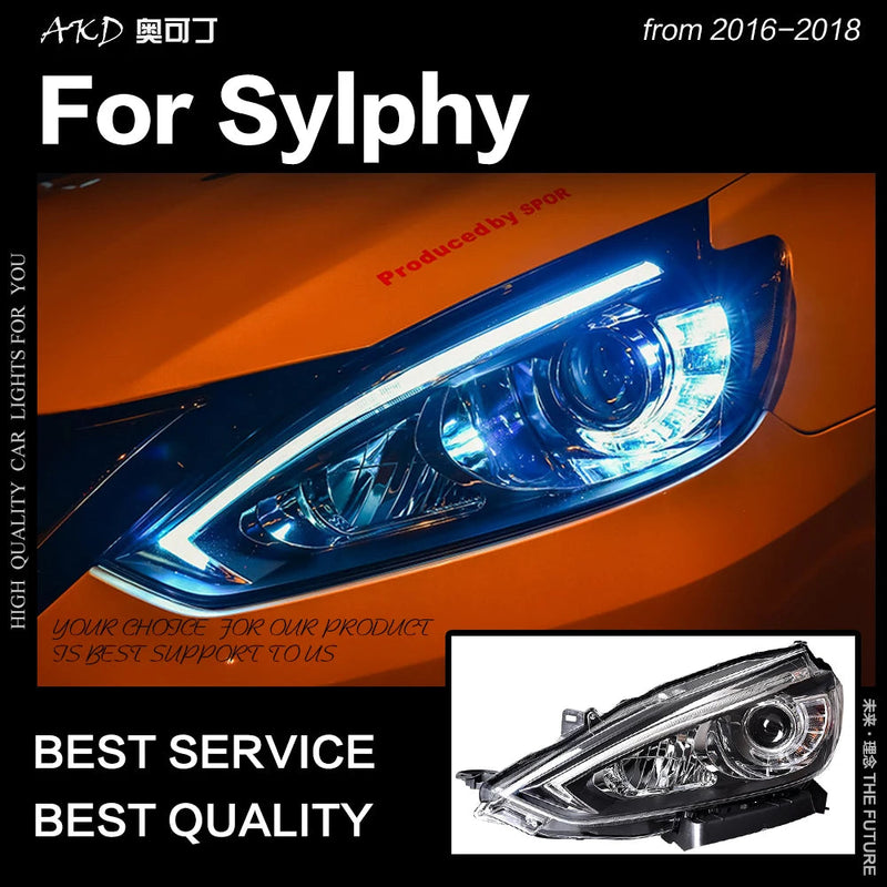 Car Styling Headlights for Nissan Sylphy Sentra LED Headlight 2016-2018 DRL Hid Option Head Lamp Angel Eye Beam