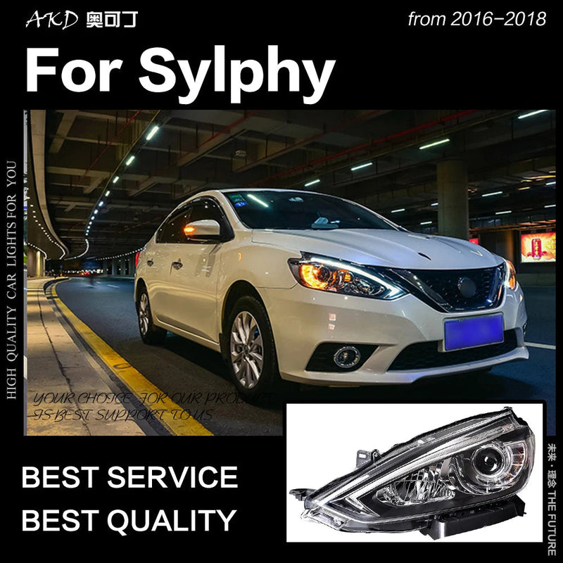 Car Styling Headlights for Nissan Sylphy Sentra LED Headlight 2016-2018 DRL Hid Option Head Lamp Angel Eye Beam