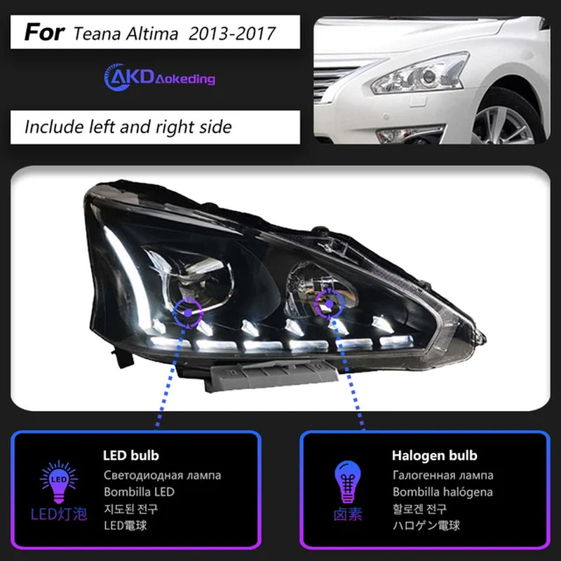 Car Styling Headlights for Nissan Teana Altima LED Headlight 2013-2017 DRL Hid Option Head Lamp Angel Eye Beam