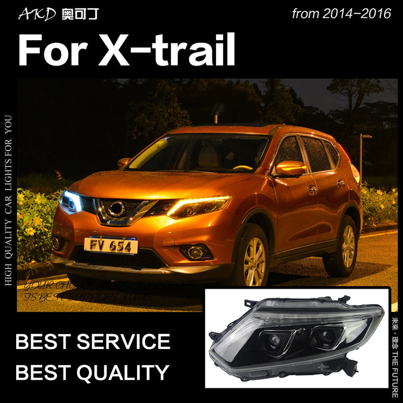 Car Styling Headlights for Nissan X-Trail Rouge LED Headlight 2014-2016 DRL Hid Option Head Lamp Angel Eye Beam