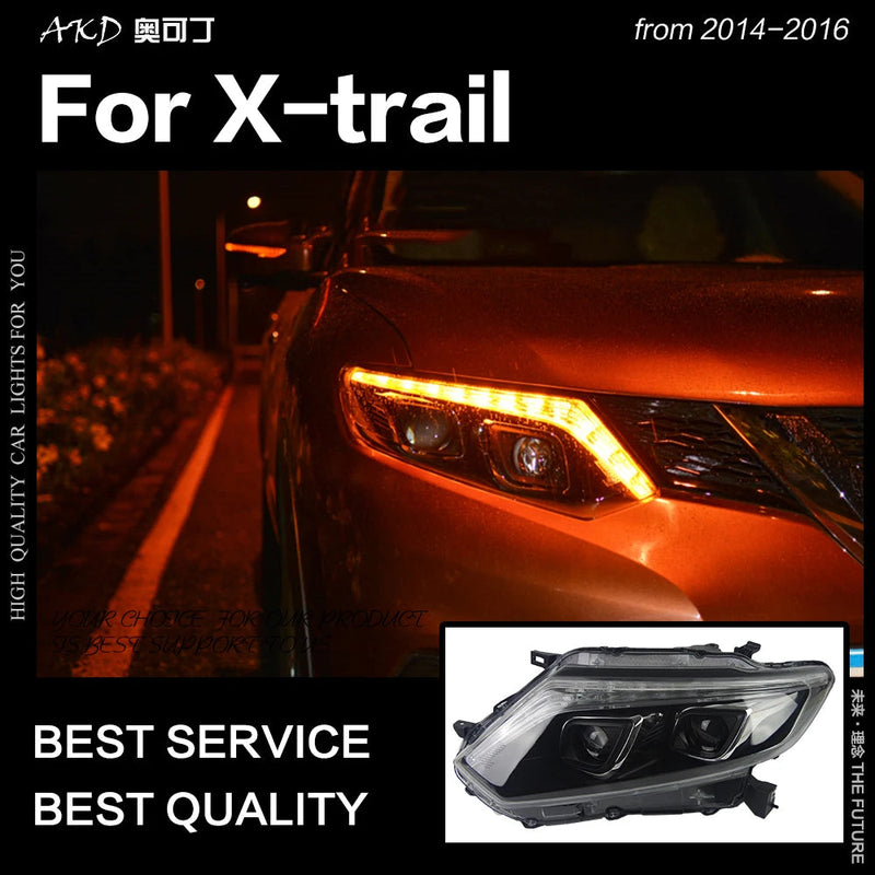 Car Styling Headlights for Nissan X-Trail Rouge LED Headlight 2014-2016 DRL Hid Option Head Lamp Angel Eye Beam