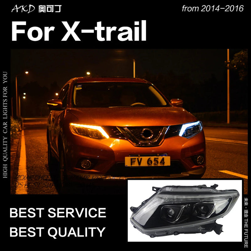 Car Styling Headlights for Nissan X-Trail Rouge LED Headlight 2014-2016 DRL Hid Option Head Lamp Angel Eye Beam