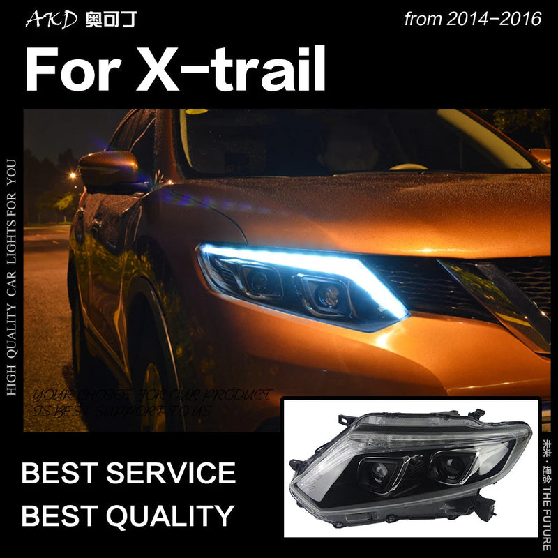 Car Styling Headlights for Nissan X-Trail Rouge LED Headlight 2014-2016 DRL Hid Option Head Lamp Angel Eye Beam