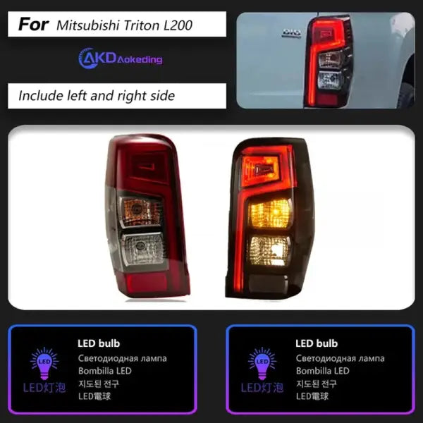 Car Styling for Mitsubishi Triton L200 LED Tail Light 2019-2023 Triton Rear Fog Brake Turn Signal Auto Accessories