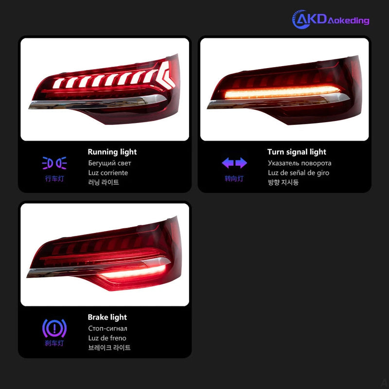 Car Styling Tail Lamp for Audi Q7 Tail Lights 2006-2015 Q7 LED Tail Light DRL Brake Reverse Stop Lamp Automotive