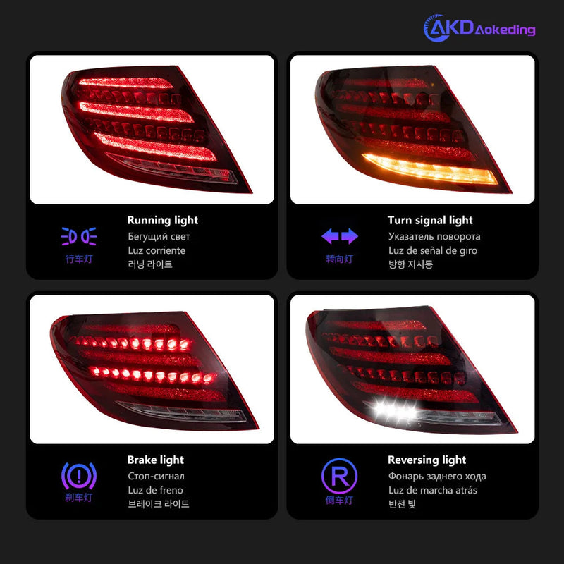 Car Styling Tail Lamp for Benz W204 Tail Lights 2007-2013 Maybach Style LED DRL Turn Signal Brake Reverse