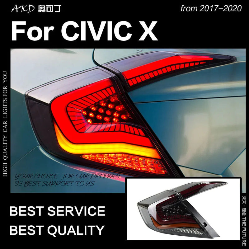Car Styling Tail Lamp for Civic Tail Lights 2017-2020 New Civic LED Tail Light Rear DRL Dynamic Signal Reverse
