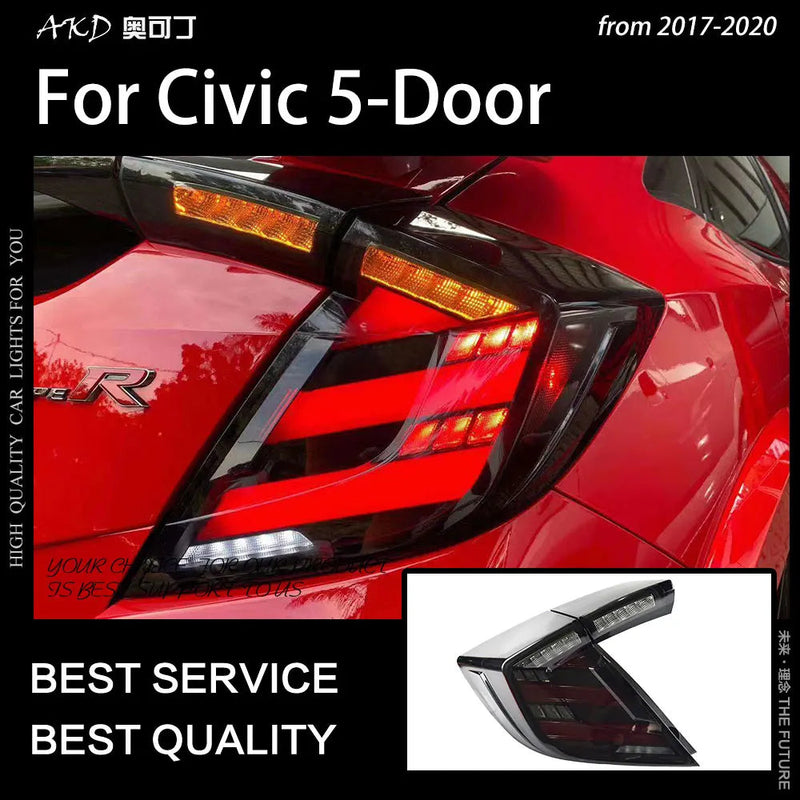 Car Styling Tail Lampfor Civic Tail Lights 2017-2020 Civic Type R LED Tail Light Hatchback 5 Door Rear Lamp DRL Dynamic Signal