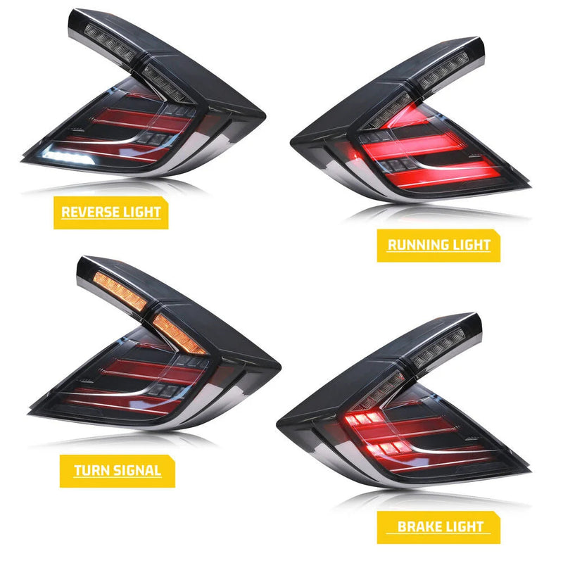 Car Tail Lights for Honda Civic Type R 10Th Hatchback 2016 2017 Plug and Play LED DRL Dynamic Turn Signal Reverse