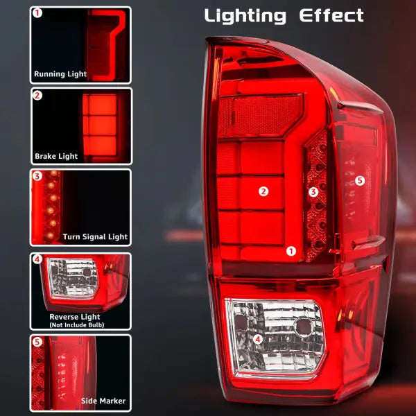 Car Taillight Assembly for Toyota Tacoma 2016 2017 2018 2019 2020 2021 2022 Turn Signal Side Marker Lamp Rear Brake Reverse Lamp