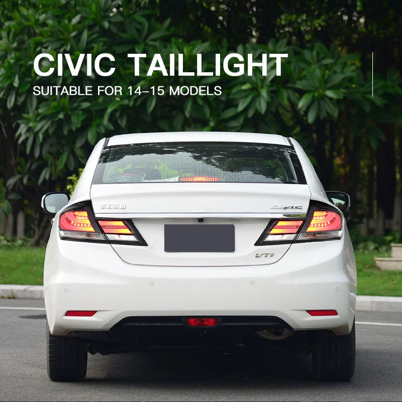 Car Trailer Tail Lights LED Lamp for Honda Civic 2014-2015 Brake Rear DRL Signal Automotive Plug and Play