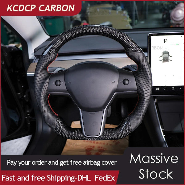 Carbon Fiber Steering Wheel for Tesla Model Y S X Model 3 Steering Wheel Weight 2020 2021