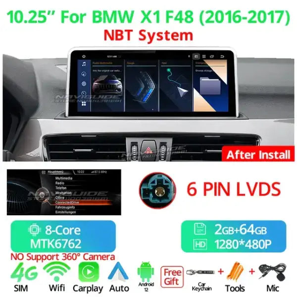 Carplay Car Radio Audio Stereo for BMW X1 F48 X2 F49 2016-2017 NBT System Navigation GPS Multimedia Video Player BT