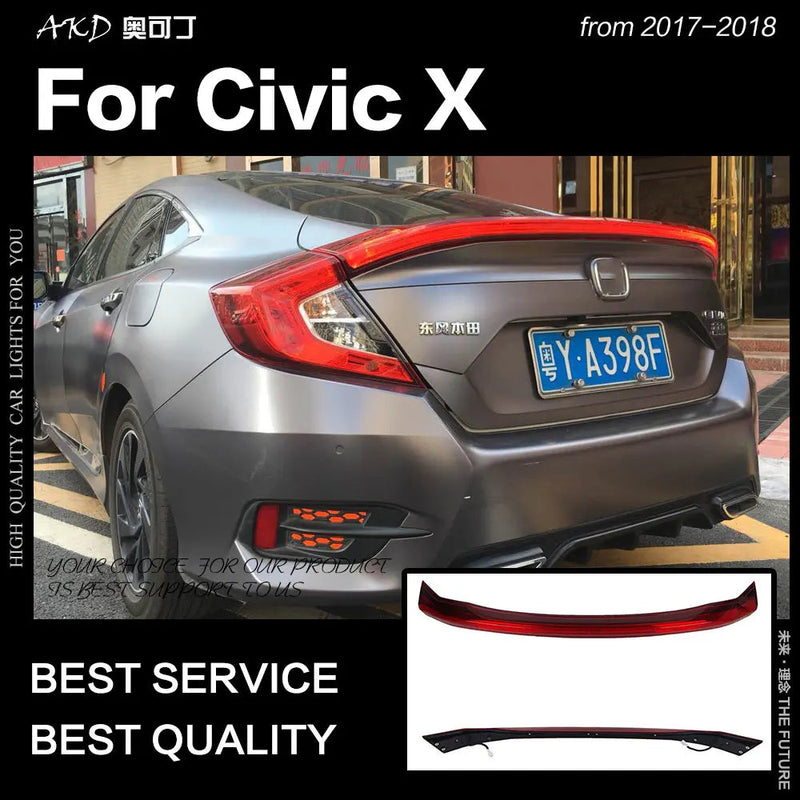 Civic 2017-2018 Civix Sedan LED Tail Lamp LED DRL Cross Rear Trunk Lamp Warning Light