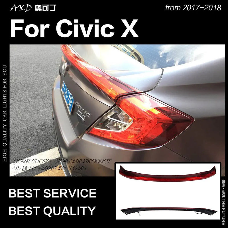 Civic 2017-2018 Civix Sedan LED Tail Lamp LED DRL Cross Rear Trunk Lamp Warning Light