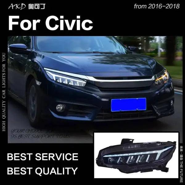 Civic Headlights 2016-2018 All LED Headlight DRL Dynamic