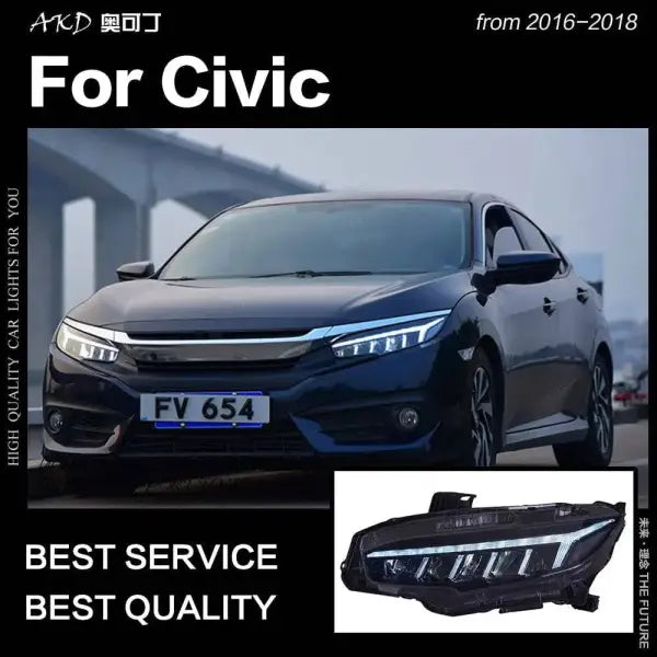 Civic Headlights 2016-2018 All LED Headlight DRL Dynamic