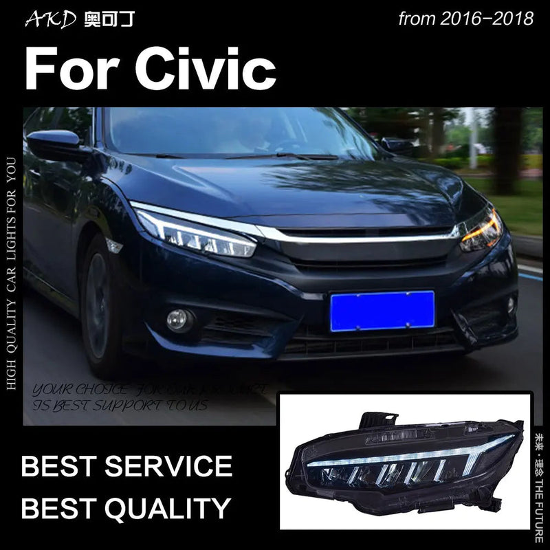 Civic Headlights 2016-2018 All LED Headlight DRL Dynamic Signal Hid Head Lamp Bi Xenon Beam