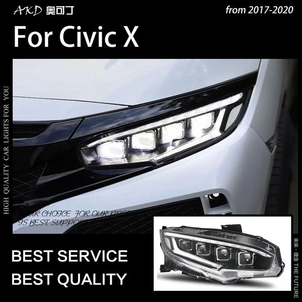 Civic X Headlights 2017-2020 New Civic LED Headlight Sedan Hatchback LED Projector DRL Head Lamp