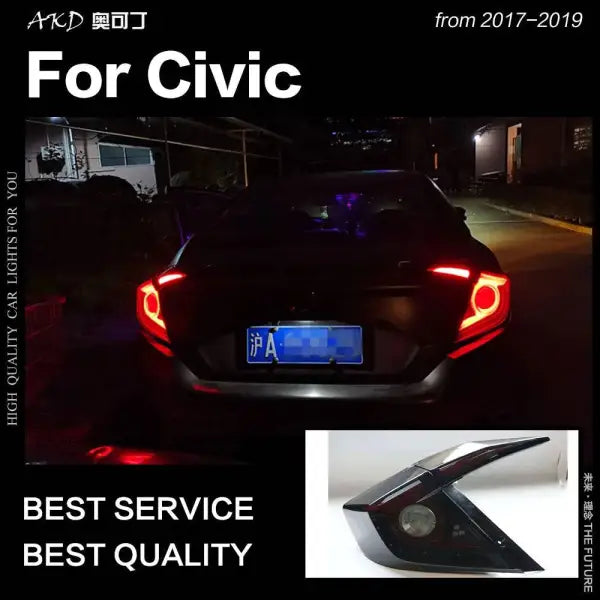 Civic X Tail Lights 2016-2019 New Civic Type R LED Tail