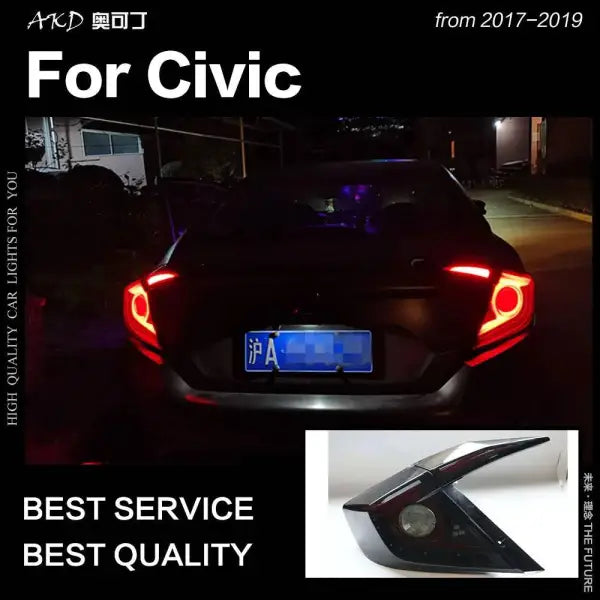 Civic X Tail Lights 2016-2019 New Civic Type R LED Tail