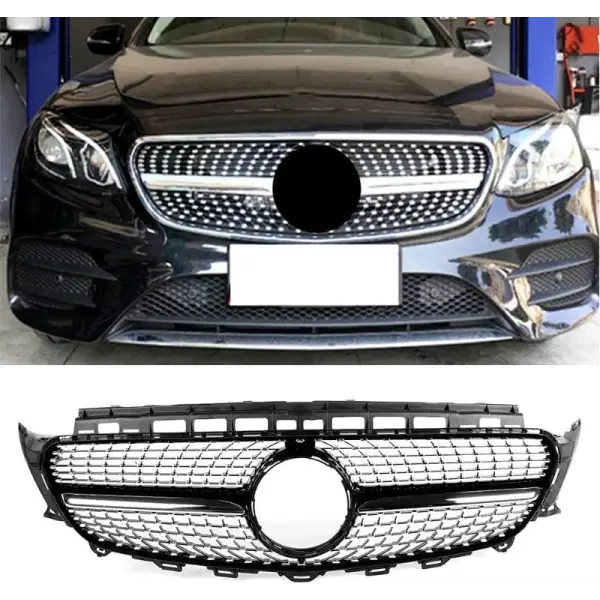 Car Craft Front Bumper Grill Compatible With Mercedes Benz E Class W213 2016-2021 Front Bumper Grill W213 Grill Diamond Silver - CAR CRAFT INDIA