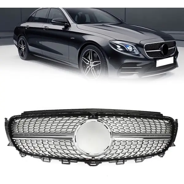Car Craft Front Bumper Grill Compatible With Mercedes Benz E Class W213 2016-2021 Front Bumper Grill W213 Grill Diamond Silver - CAR CRAFT INDIA