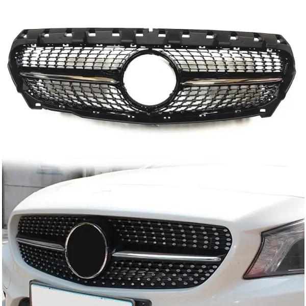 Car Craft Front Bumper Grill Compatible With Mercedes Benz Cla W117 2014-2019 Front Bumper Grill W117 Grill Diamond Silver - CAR CRAFT INDIA