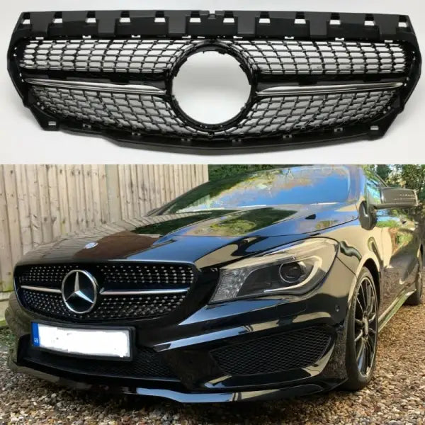 Car Craft Front Bumper Grill Compatible With Mercedes Benz Cla W117 2014-2019 Front Bumper Grill W117 Grill Diamond Silver - CAR CRAFT INDIA