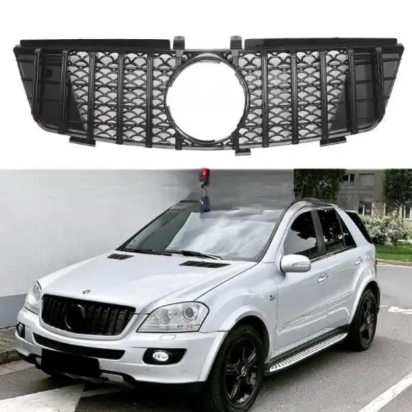 Car Craft Front Bumper Grill Compatible With Mercedes Ml W164 2005-2008 Sports Gt Amg Front Bumper Panamericana Grill W164 Grill Gtr Black - CAR CRAFT INDIA