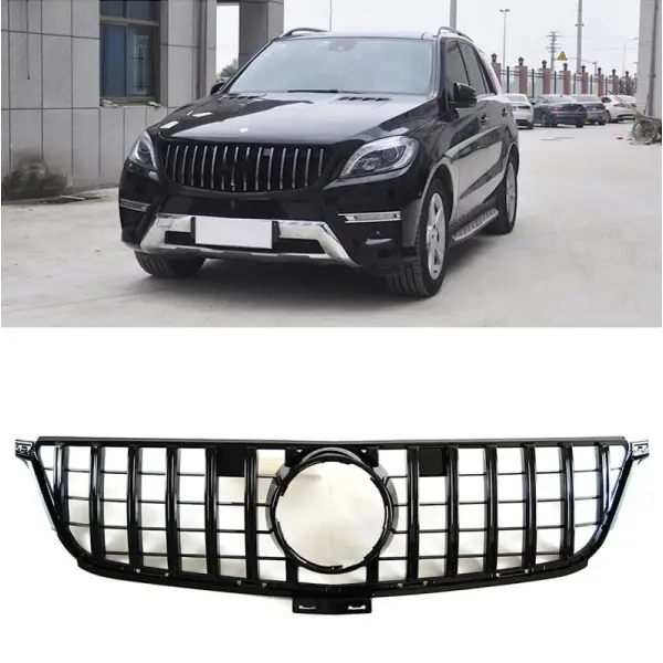 Car Craft Front Bumper Grill Compatible With Mercedes Ml W166 X166 2012-2016 Front Bumper Panamericana Grill W166 Grill Gtr Black Ml - CAR CRAFT INDIA