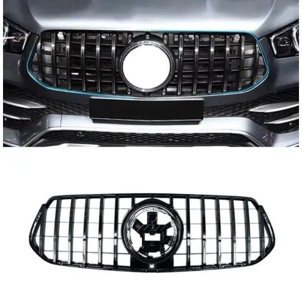 Car Craft Front Bumper Grill Compatible With Mercedes Gle W167 X167 2019-2023 Sports Amg Version Front Bumper Panamericana Grill W167 Grill Gtr Black Amg Gle - CAR CRAFT INDIA