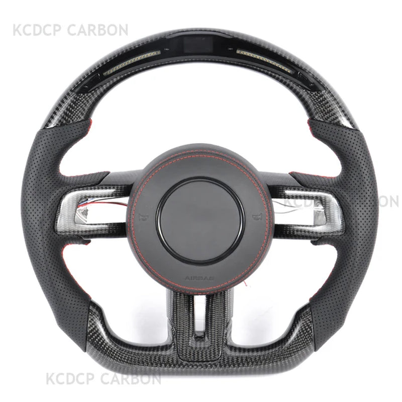For For-D Mustang Ecoboost GT Shelby GT350 GT350R LED Carbon Fiber Steering Wheel