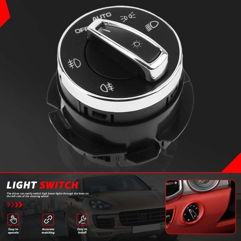 Car Craft Compatible With Porsche Cayenne 2011-2018 Macan 2014-2018 Headlamp Headlight Fog Light Lamp Switch Knob Assembly 95861353305 - CAR CRAFT INDIA