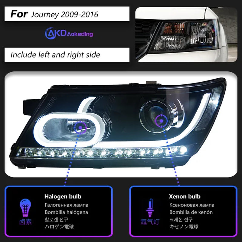 Dodge JCUV Journey 2009-2017 LED Headlight Fiat Freemont LED DRL Hid Angel Eye Bi Xenon Beam