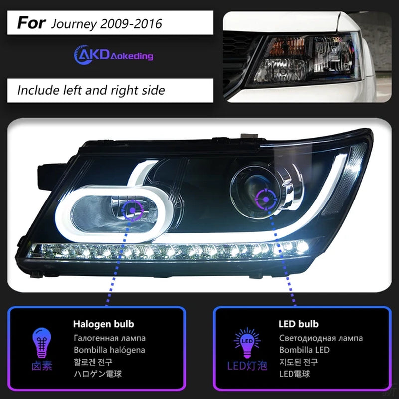 Dodge JCUV Journey 2009-2017 LED Headlight Fiat Freemont LED DRL Hid Angel Eye Bi Xenon Beam