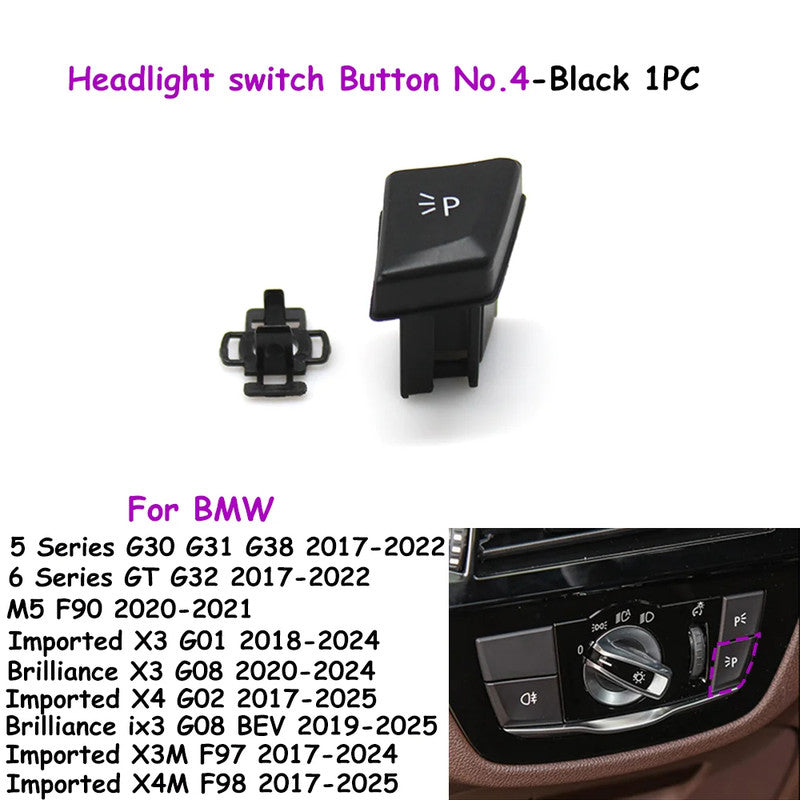Car Craft Compatible With Bmw 5 Series G30 6 Series Gt G32 2017-2023 Car Headlamp Headlight Fog Lamp Light Upper Dipper Night Vision Rotary Switch Knob Button 4
