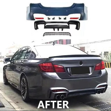 Car Craft Compatible With Bmw 5 Series F10 2010-2017 Rear Bumper Upgrade Convert To M Sport M4 Bodykit Body Kit Rear After Lip Diffuser CC-10680