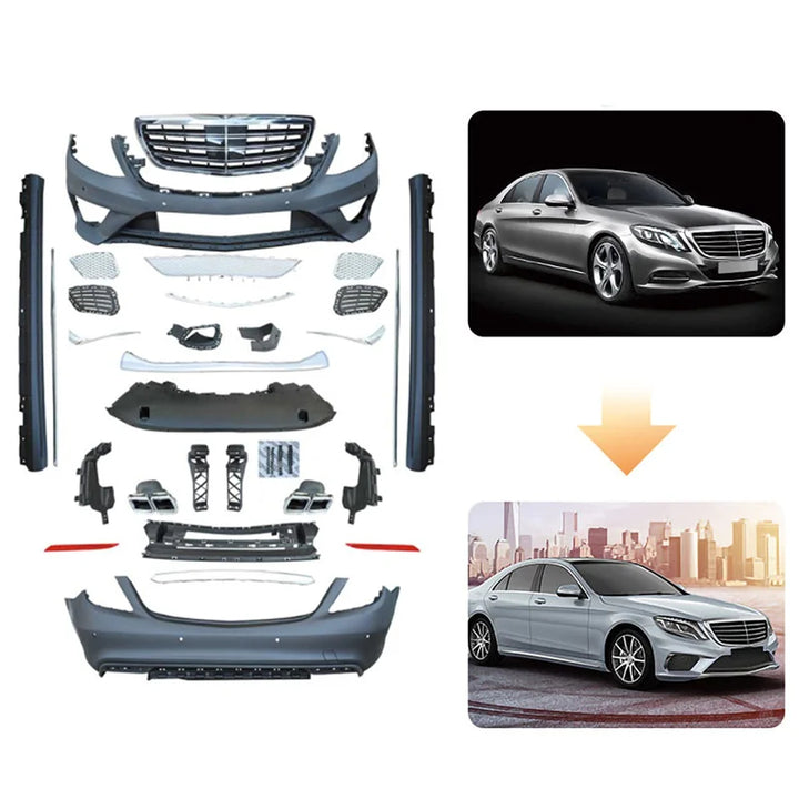 Car Craft Compatible With Mercedes Benz S Class W222 2014-2017 Upgrade Facelift Convert To Amgs63 S63 Bodykit Front Rear Bumper Grill Side Skirt Trim Diffuser Exhaust Pipe Tip