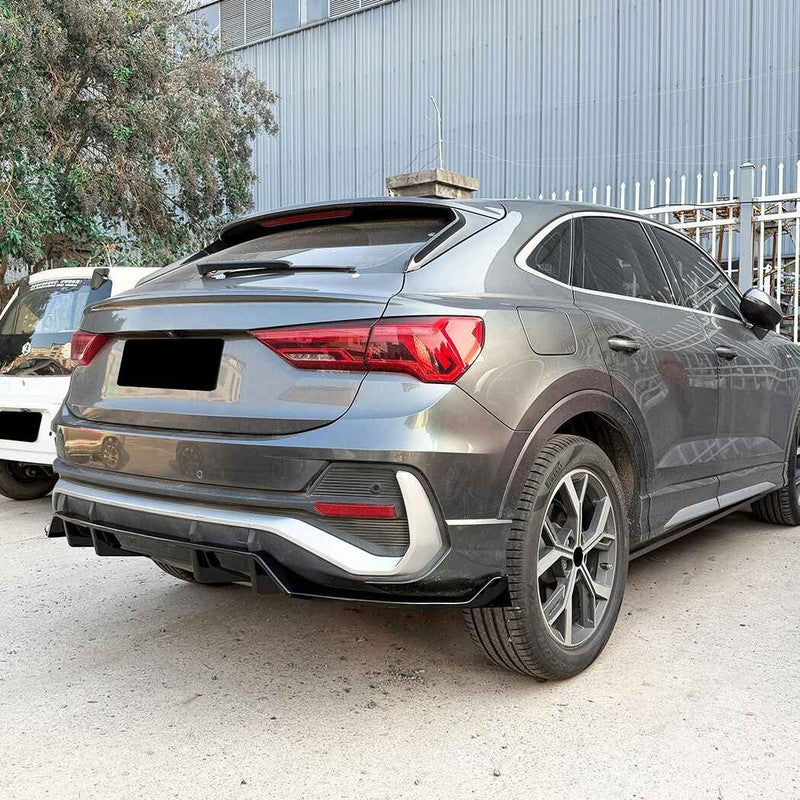 Car Craft Compatible With Audi Q3 F3 Sportback 2019+ Rear Bumper After Lip Diffuser Trim Skirt Zst-1539 Gb Glossy Black