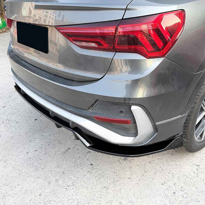 Car Craft Compatible With Audi Q3 F3 Sportback 2019+ Rear Bumper After Lip Diffuser Trim Skirt Zst-1539 Gb Glossy Black