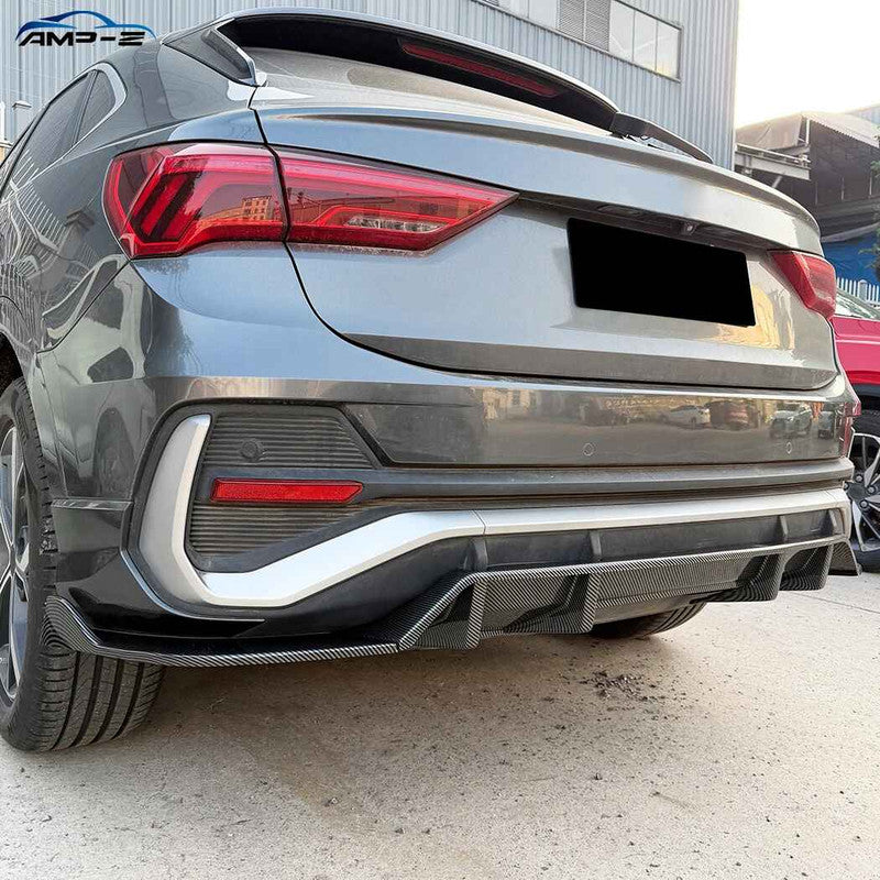 Car Craft Compatible With Audi Q3 F3 Sportback 2019+ Rear Bumper After Lip Diffuser Trim Skirt Zst-1539 Cf Carbon Fiber Look